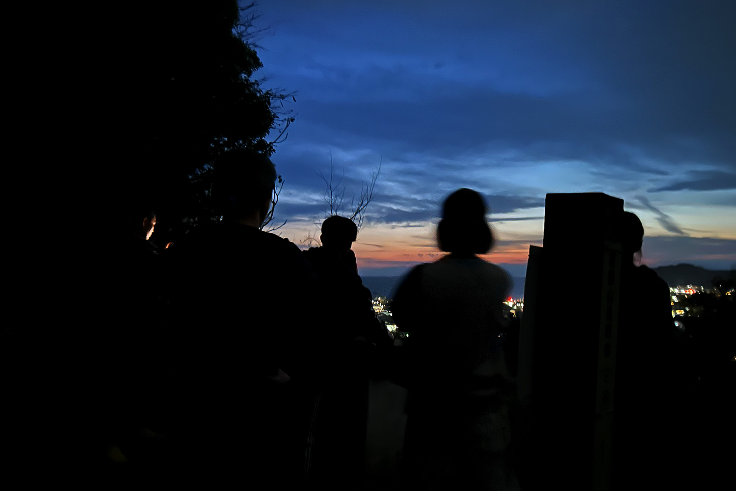 観光客が帰ったあと、鎌倉は「裏」の顔を見せる。洞窟と夜景を巡る、大人の夜遊び3時間【開催レポート】 祇園山の見晴台で鎌倉の夜景を眺める